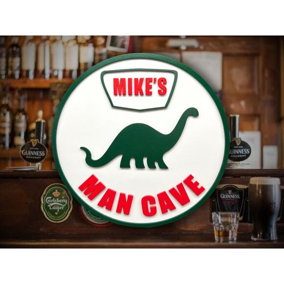 Custom Sinclair Dinosaur Man Cave Sign Personalized Name 11.5”  Gift for a man - Picture 1 of 10